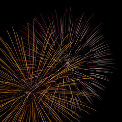 Closeup of fireworks exploding