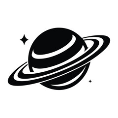 Planet Saturn with planetary ring vector, cosmos and planet silhouette 