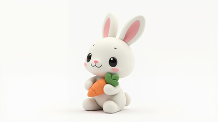 Cute Cartoon Bunny Holding a Carrot  