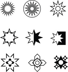 Set of Abstract Star-Shaped Geometric Designs on white