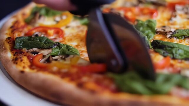 Delicious pizza slices with mozzarella cheese and vegetables for advertisement 