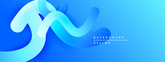 Abstract blue waves create dynamic background. Smooth gradients suggest movement, depth, modern aesthetic. Minimalist design.