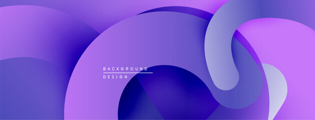 Abstract purple design features flowing shapes, gradients. Modern background evokes fluidity, calmness. Minimalist aesthetic.
