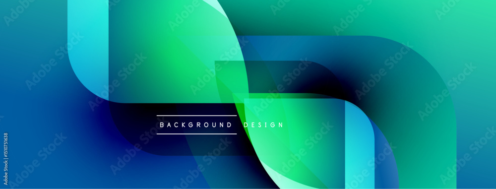 Leinwandbilder abstract gradient shapes overlap, creating dynamic blue, green composition. modern design element fo