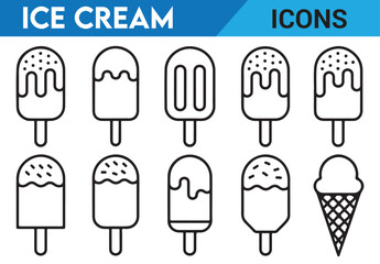 Hand-drawn Popsicle – Line Art of Ice Cream Cones and Frozen Treats
