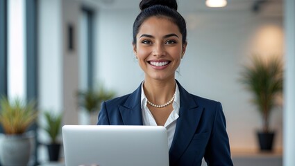 Confident businesswoman with tablet