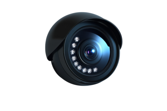 Vigilant surveillance A high tech security camera watching over all ensuring safety and peace on transparent background