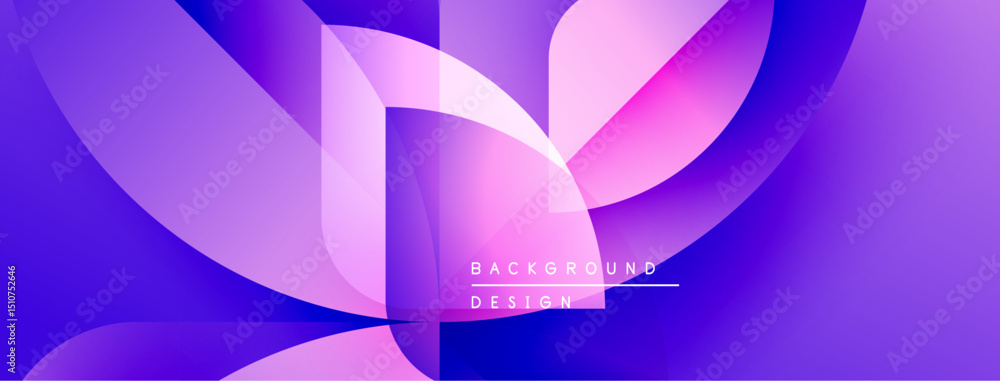 Poster Abstract purple design features flowing shapes, gradients. Modern background ideal for digital projects, presentations. Vibrant, dynamic composition.