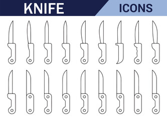 Line Art Knife Collection – Hand-drawn Sketch of Kitchen Utensils