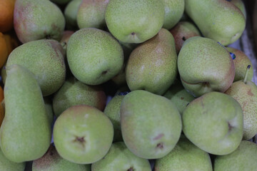 Top View of Many Small Green Pears