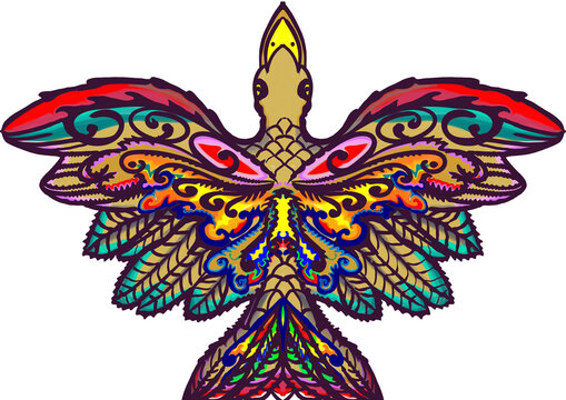 a fusion image of birds, fish and swans for traditional kite design materials