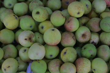 Top View of Small Green Apples