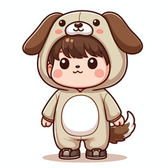 children wearing dog costumes