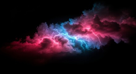 Lightning Storm Over Dramatic Clouds