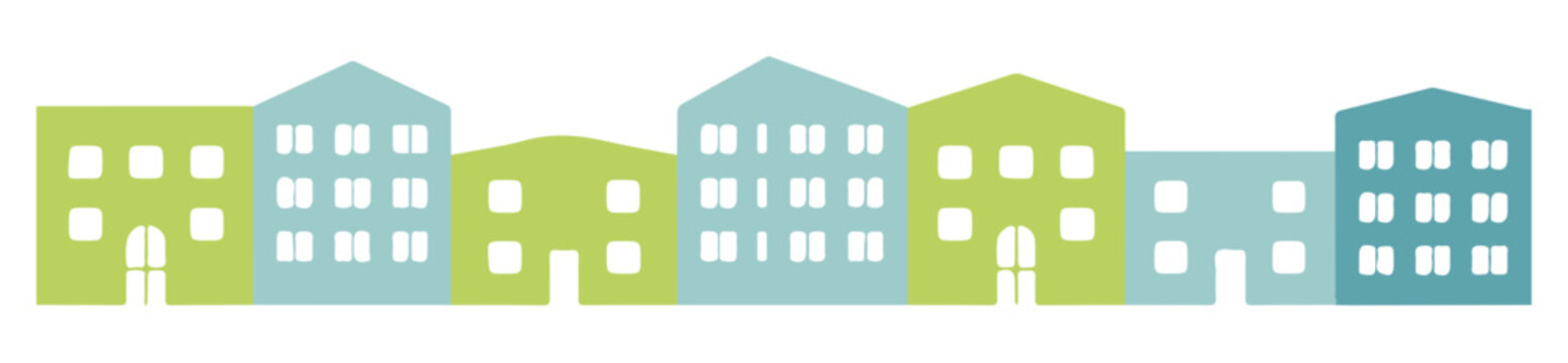 Colorful abstract townscape silhouette vector illustration