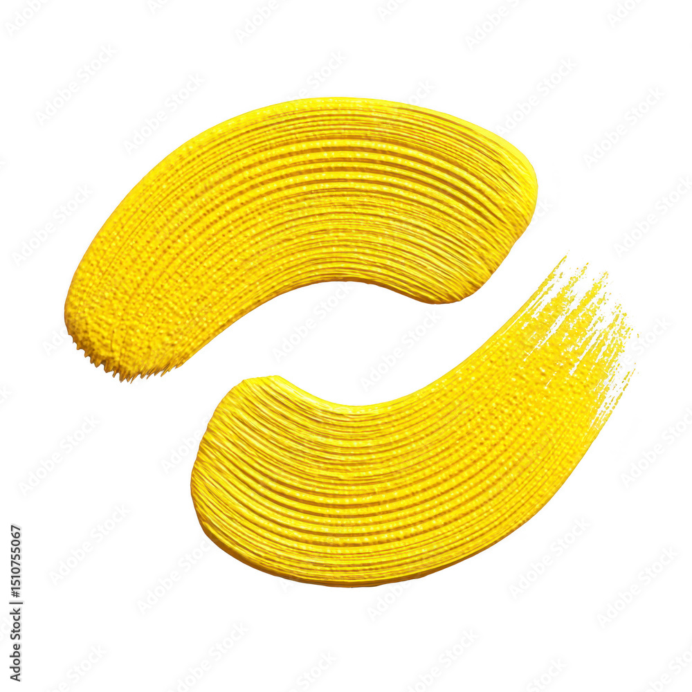 Aufkleber yellow paint brush strokes on transparent background create dynamic and artistic design. vibrant col