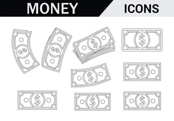 Dollar Bills Stack Drawing – Simple Line Art of Cash with Dollar Sign