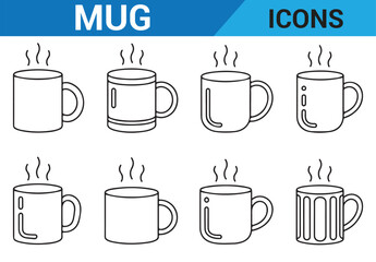 Hand-drawn Mug Sketch – Minimalist Coffee Cup with Steam Lines