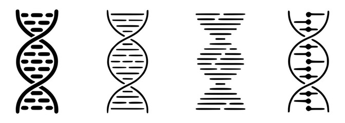 Dna structure icons set on white background