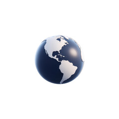 Fototapeta premium 3D rendering of globe showing North and South America, with smooth, shiny surface and minimalist design. globe is set against plain background, emphasizing its spherical shape