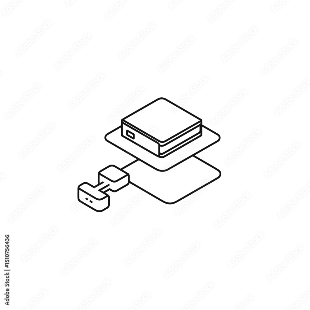 Aufkleber isometric server transmits data simple digital landscape background