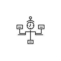 Obraz premium Clock tracks processes timeline in monochrome simplified diagram