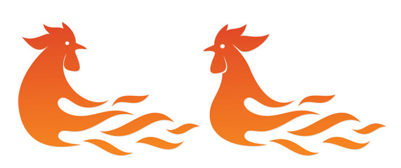 The fire rooster logos.
