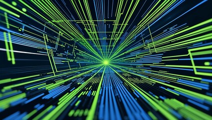 Obraz premium Abstract Neon Lines Forming Futuristic Art with Bright Colors and Glowing Effects for Digital Backgrounds