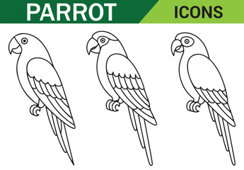 Cute Parrot Sketch – Hand-drawn Bird Perched on Branch