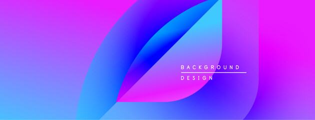 Abstract gradients blend purple, blue hues. Overlapping shapes create dynamic visual effect. Text reads background design. Modern, vibrant composition.