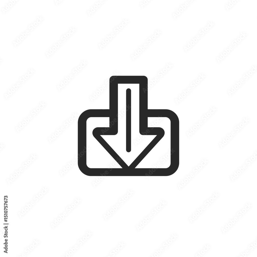 Poster arrow icon directs downward into container isolated symbol