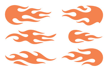 Orange flame graphics and design elements