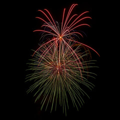 Closeup of fireworks exploding
