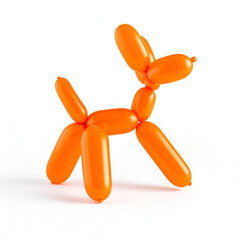 Orange balloon dog sculpture on white background