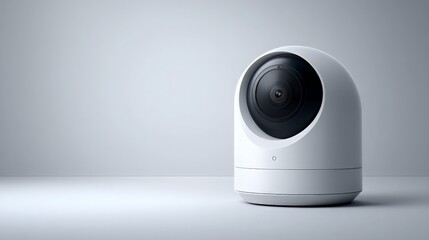 White Security Camera on Light Gray Background