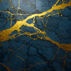 Fototapeta premium Abstract Blue and Gold Marble Texture Luxury Background Design