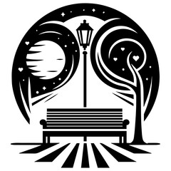 A dreamy urban park celebrating heartfelt connections in vector art