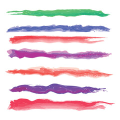Various strokes of color paint on white background - Vector illustration