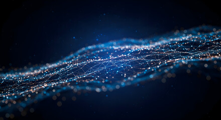 Abstract Blue and Orange Particle Wave Background