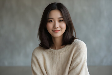 Fototapeta premium Portrait of a smiling young asian woman
