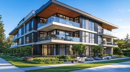 Fototapeta premium Stylish architecture featuring modern design in residential living.