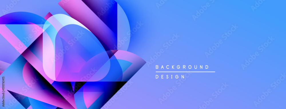 Poster Abstract blue purple gradient shapes create dynamic background. Modern design elements suggest innovation, technology.