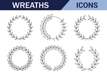 Elegant botanical wreath designs for vintage and classic illustrations in decorative art.