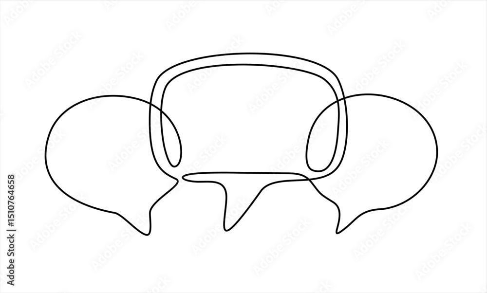 Poster speech bubble single line icon. one continuous line drawing of speech bubble. chat cloud and thought