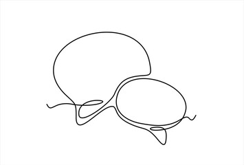 Speech Bubble Single Line Icon. One continuous line drawing of Speech bubble. Chat cloud and thought dialogue symbol in simple linear style. Comic text comment concept in editable stroke	