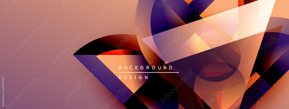 Fototapete abstract geometric shapes overlap, creating dynamic visual effect. warm colors blend with cooler ton