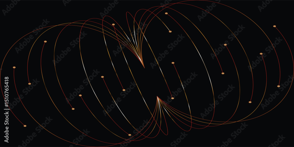 Aufkleber abstract golden lines and dots on black background. a captivating image featuring a symmetrical desi