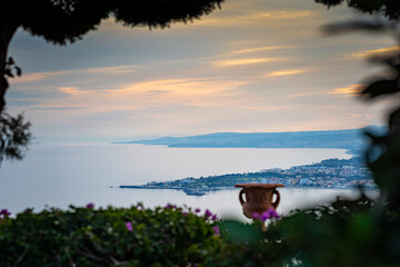 Mediterranean sea from the old town of Taormina, Sicily, Italy
