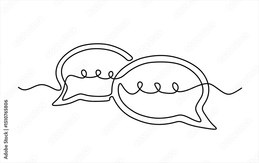 Poster speech bubble single line icon. one continuous line drawing of speech bubble. chat cloud and thought