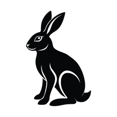 Obraz premium Silhouette of rabbit isolated on white background 